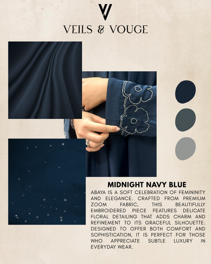 Midnight Navy Blue Abaya